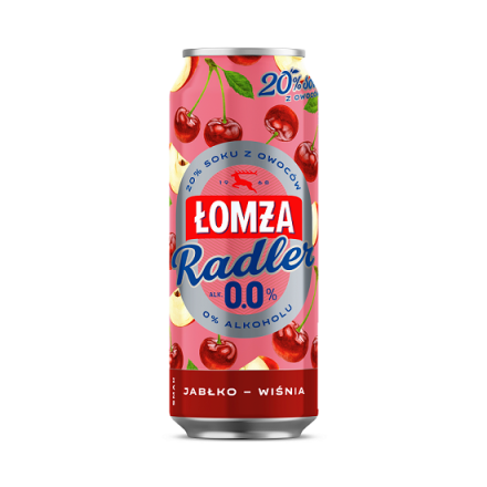 Напій на основі безалкогольного пива 0,5 л LOMZA Radler зі смаком яблука та вишні ж/б Польща