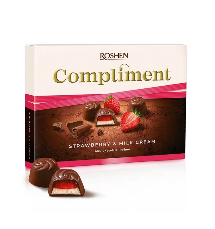 ➤ Конфеты 123 г Рошен Compliment Strawberry & Milk cream купить в