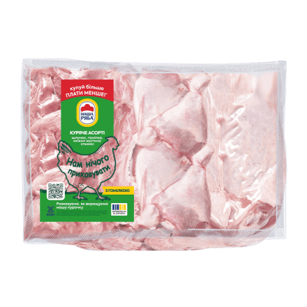 Купити Асорті (шлунок, гомілка, нижня частина спинки) куряче Наша Ряба охолоджене упаковка у АТБ Market