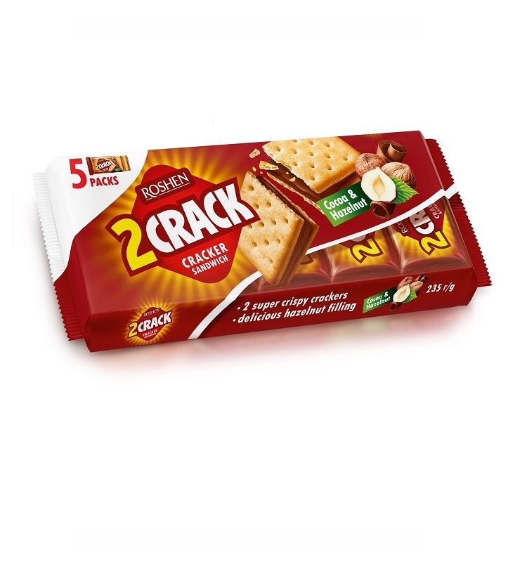 Крекер 235г Рошен 2 CRACK з начинкою какао-горіх купити в Києві та ...