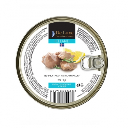 Консерви 202г De Luxe Foods & Goods Selected Печiнка трiски Ісландія