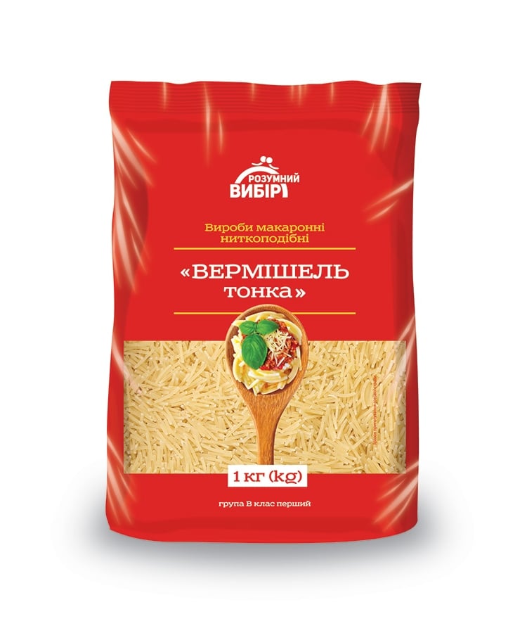 Мак. Вир. 1 кг Розумний вибір Вермишель тонка купити в Києві та Україні ...