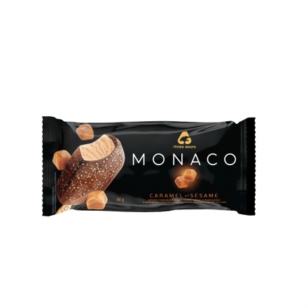Морозиво 80г Три Ведмеді Monaco Карамель-кунжут глазуроване