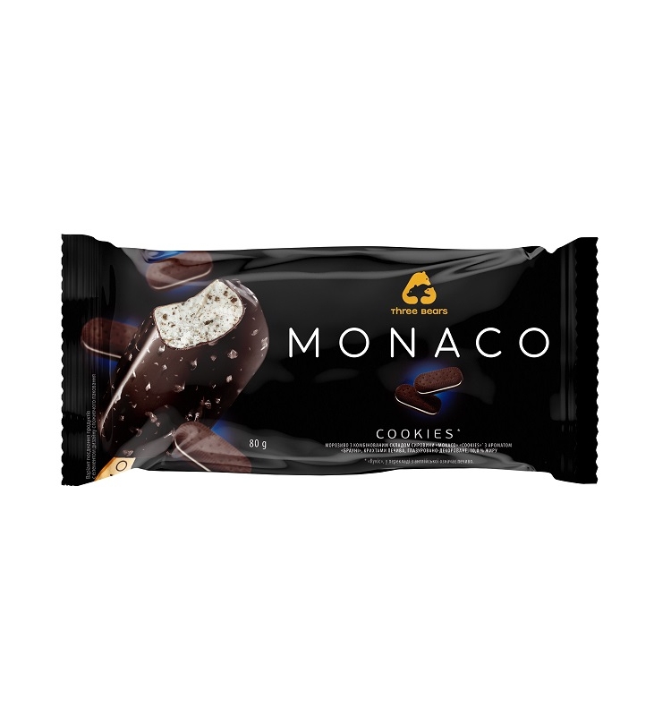 Морозиво 80г Три Ведмеді Monaco Cookies ескімо в глазурі