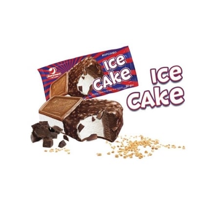 Мороженое 90г Лакомка пломбир Ice-Cake со см.ванили и с какао в печенье и конд.глаз. с арахисовое.