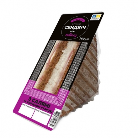 Купити Сендвіч 140 г Festory MIКС з салямі та копченою куркою у АТБ Market