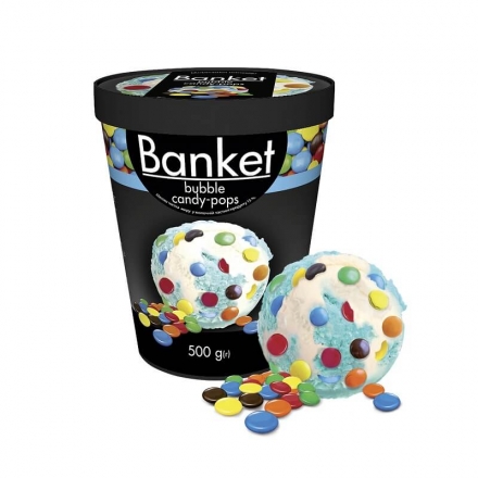 Мороженое 0,5 кг Лакомка Banket пломбир со вкусом жевательной резинки с цветным драже