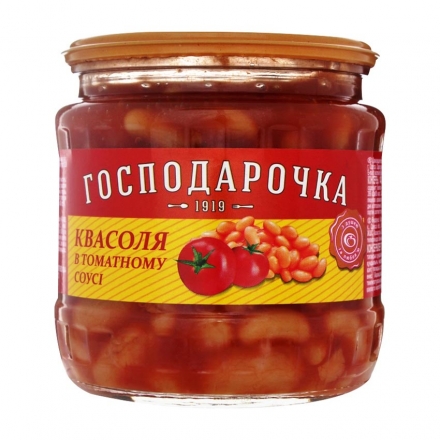 Фасоль 450 г Хозяюшка в томатном соусе