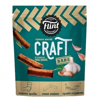 Купити Грінки житньо-пшеничні 100 г Flint Craft Grenki зі смаком Часник м/уп у АТБ Market