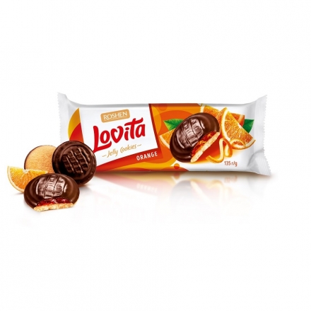 Печиво 135 г Рошен Lovita здобне с желейною начинкою зі смаком апельсину м/уп