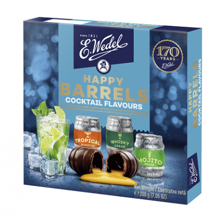 Цукерки 200 г Lotte Wedel з чорного шоколаду з алкогольною начинкою з ароматом коктейлів к/уп Польща