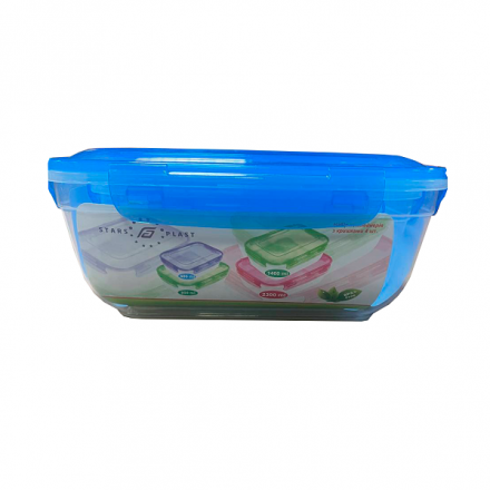 Набір пластикових контейнерів з кришками, розміри: 400+800+1400 мл, 3 шт, в асортименті