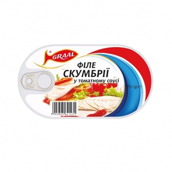 Купити Консерви 170 г Graal Філе скумбрії у томатному соусі з/б у АТБ Market