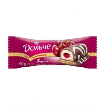 Купити Сирок глазурований 50г Дольче на печиві з вишнею 15% у АТБ Market