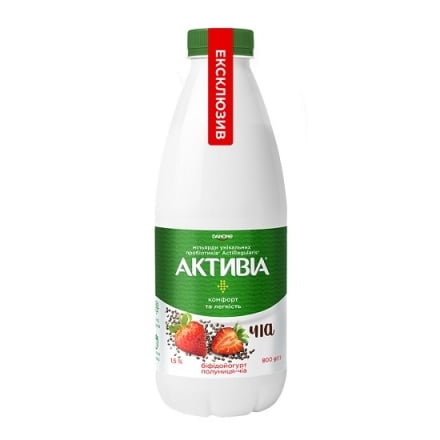 Біфідойогурт 0,8 кг Активіа Полуниця-чіа 1,5% п/бут