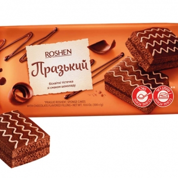 Купить Бисквитные пирожные 300 г Рошен Пражский с начинкой со вкусом шоколада в АТБ Market