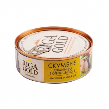 Купити Консерви 240 г Riga Gold Скумбрия атлантична в оливковій олії ключ у АТБ Market