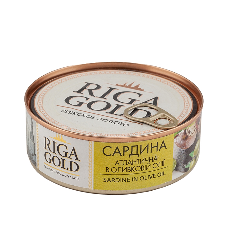 ➤ Консерви 240 г Riga Gold Сардина натуральна з додаванням