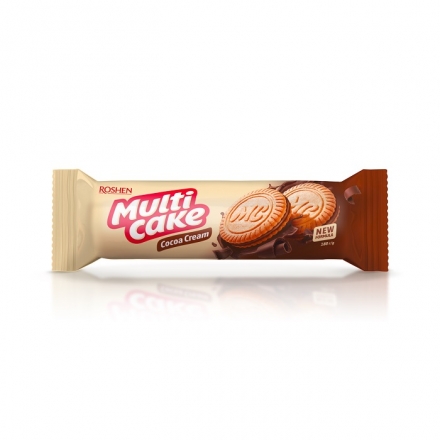 Печиво 180г Рошен цукрове MULTICAKE з начинкою какао