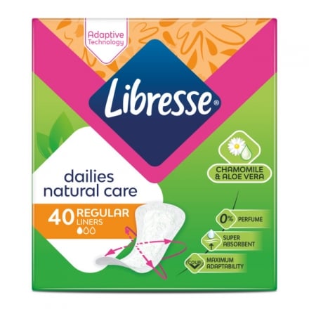 Прокладки щоденні 40 шт Libresse Natural Care Normal з екстрактом алое вера та ромашки
