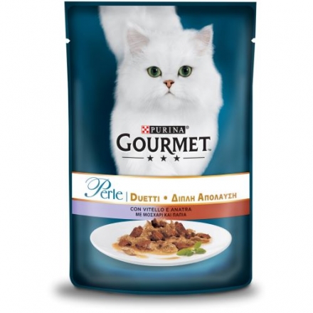 Корм 85г Gourmet Perle консерви для котів з телятиною та качкою