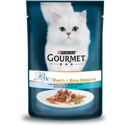 Корм 85 г Gourmet Perle консервы для кошек с океанической рыбой и тунцом
