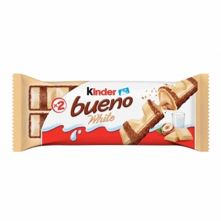 Вафлі 39г Kinder Bueno White  з молочно-горіховою начинкою покриті білим шоколадом