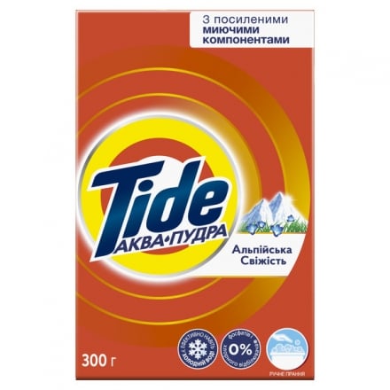 Засіб миючий синтетичний 300г Tide Aqua Puder Альпійська Свіжість ручне прання к/уп