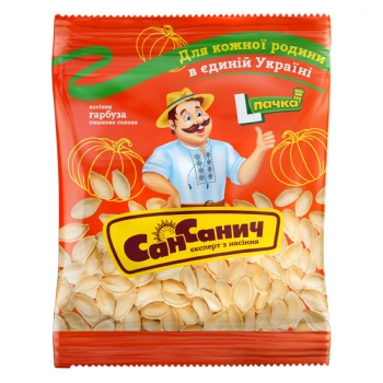 Купити Насіння гарбузове 100 г Сан Санич смажене солоне м/уп у АТБ Market