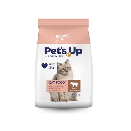 Корм 400 г Своя Лінія Pet's Up для котів повнораціонний сухий з Яловичиною м/уп