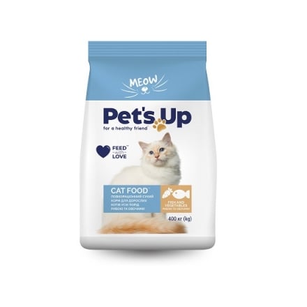 Корм 400 г Своя Лінія Pet's Up для котів повнораціонний сухий з овочами та ароматом риби м/уп