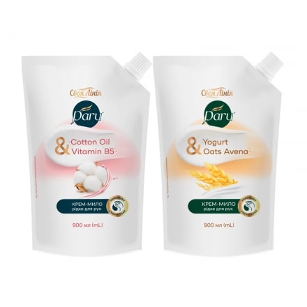 Крем-мило 0,9л Своя Лінія рідке для рук Cotton Milk&Vitamin В5/Yogurt&Oats Avena з дозатором дой пак