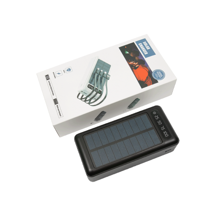 Купить Повepбанк iз cонячною панeллю 30000mAh, в комплект входять 4 зарядні кабелі в АТБ Market
