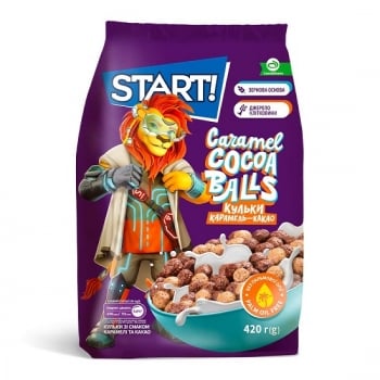 Купити Сухі сніданки 420 г Start кульки зі смаком карамелі та какао м/уп у АТБ Market