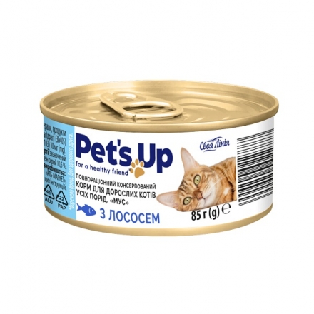 Корм 85 г Своя Лінія Pet's Up для котів Мус з лососем з/б