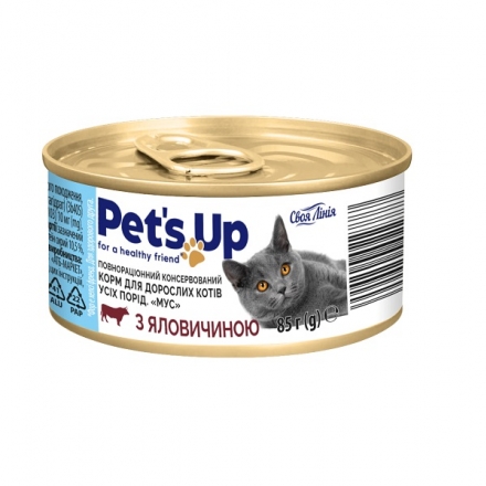 Корм 85 г Своя Лінія Pet's Up для котів Мус з яловичиною з/б