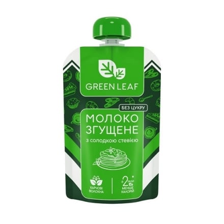 Молоко 90 г Green Leaf згущене з солодкою стевією д/пак