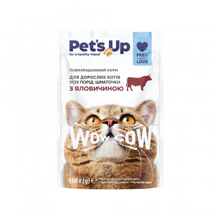 Корм 100 г Своя Лінія Pet's Up для дорослих котів з Яловичиною м/уп