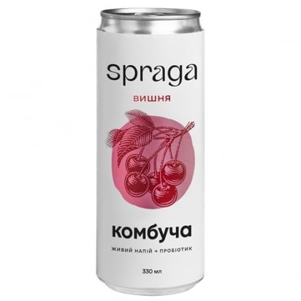 Напій слабогазований 330г Spraga комбуча вишня з/б