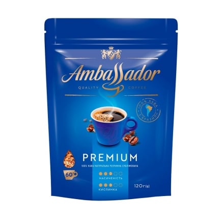 Кофе 120г Ambassador Premium натуральный растворимый сублимированный