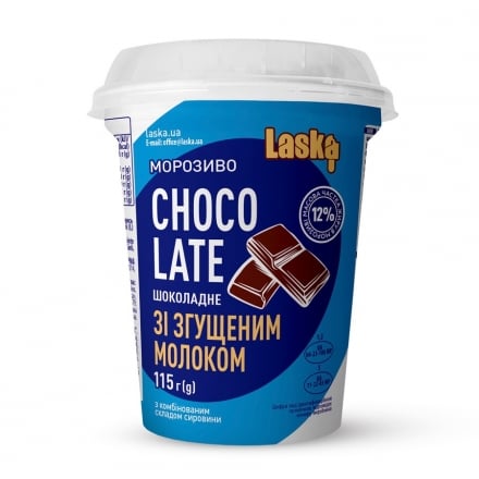 Морозиво 115 г Laska шоколадне зі згущеним молоком пл/стак
