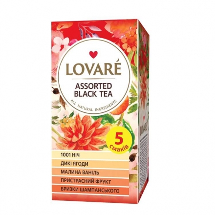 Чай Lovare черный ассорти 5 вкусов 25ф/п х 2г