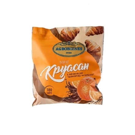 Круaсaн мiнi 180 г Агробiзнeс з нaчинкою шоколад-апельсин п/eт