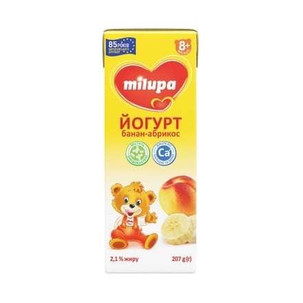 Йогурт 207 г Milupa банан-абрикос 2,1% п/пак
