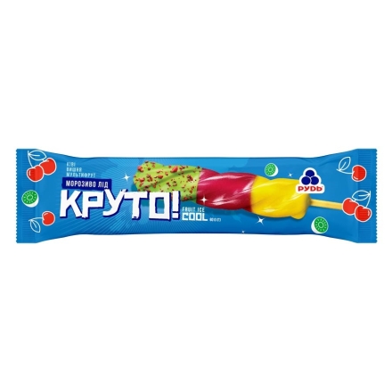 Морозиво 80 г Рудь "Круто" зі смаком "ківі-вишня-мультифрут" заморожений лід ескімо п/ет