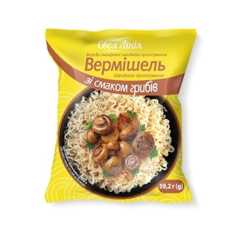 Купить Вермішель 59,2 г Своя Лінія швидкого приготування зі смаком грибів, м/уп в АТБ Market