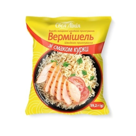 Вермішель 59,2 г Своя Лінія швидкого приготування зі смаком курки м/уп