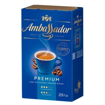 Кофе 225 г + 25 гAmbassador Premium натуральный жареный, молотый