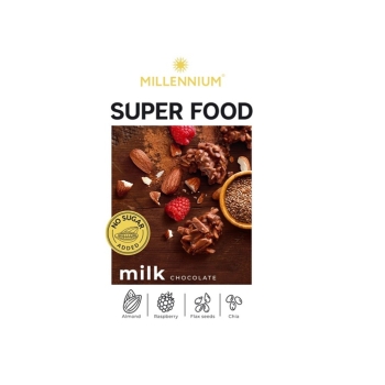Купити Цукерки 55 г Millennium Super Food шок. з мигдалем, малиною, льоном, чіа, з підсолоджувачами к/уп у АТБ Market