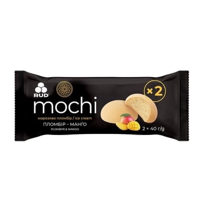 Морозиво 80 г Рудь мультипак "Mochi" пломбір зі смаком "пломбір-манго" 2*40 г п/ет